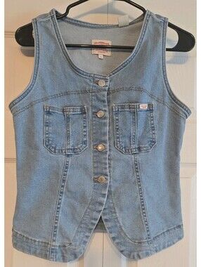 Womens Levis signature Denim fitted Vest Light Wash Sz S Cowgirl Western
